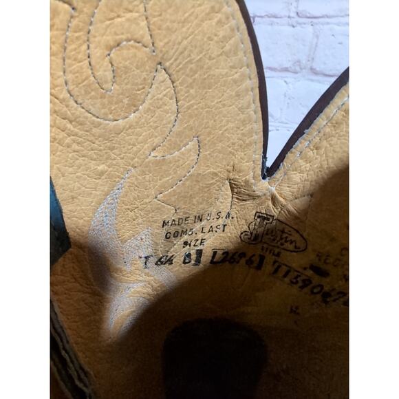 Justin Boots Style L2696 Brown And Teal Leather Cowgirl Western Women Size 6.5 - Picture 16 of 16